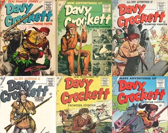 vintage wild west comics - Davy Crockett. 8 issues, Over 250 pages, 1950s vintage western comics, pdfs suitable for pc, phones, tablets