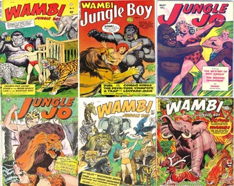 jungle comics - Jungle Jo, Wambi & Wild Boy of the congo. 9 issues, Over 300 pages, 1950s vintage comics, pdfs suitable for pc, phones,