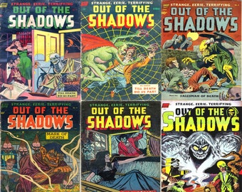 bandes dessinées d'horreur - Collection Out of the Shadows. 9 numéros, plus de 300 pages, bandes dessinées effrayantes vintage des années 1950, pdf adaptés pour PC, téléphones, tablettes