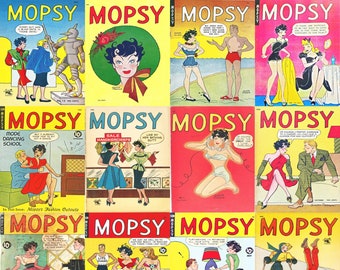 cómics antiguos para adolescentes - colección Mopsy. 12 números, más de 400 páginas, cómics antiguos para niños de los años 50, archivos PDF aptos para PC, teléfonos y tabletas