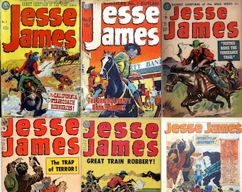 vintage wild west comics - Jesse James. 16 issues, over 1000 pages, 1950s vintage western comics, pdfs suitable for pc, phones, tablets