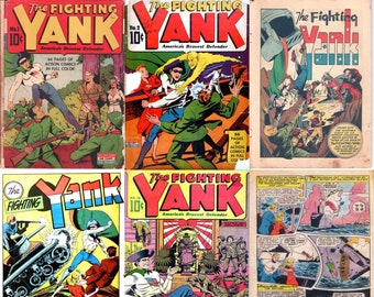 Bandes dessinées vintage Fighting Yank War - 6 numéros (téléchargement PDF)