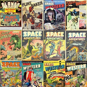 Vintage 1950s Sci-Fi Comics: Space Adventures, Western, Rangers (9 Issues) (PDFs)