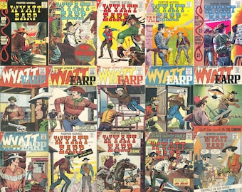 vintage wild west comics - Wyatt Earp. 15 issues, Over 600 pages, 1950s vintage western comics, pdfs suitable for pc, phones, tablets