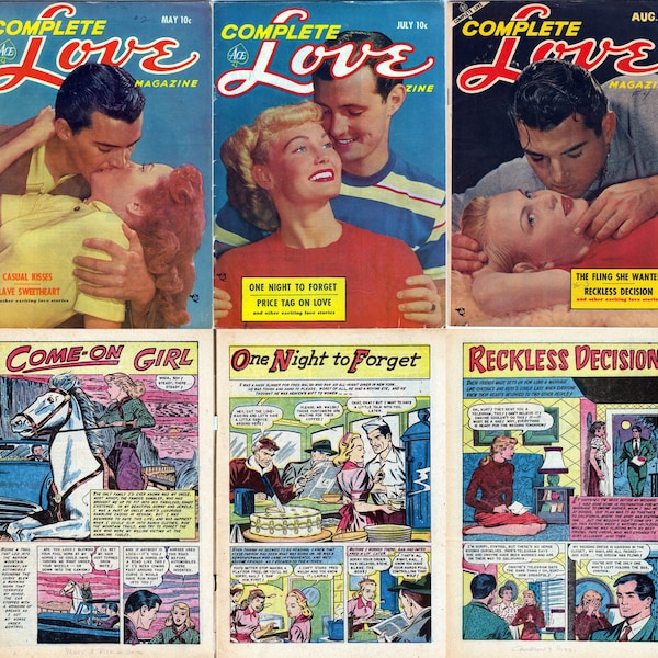 vintage Romance comics - Complete Love Magazine. 6 issues, Over 200 pages, 1950s vintage love comics, pdfs suitable for pc, phones, tablets