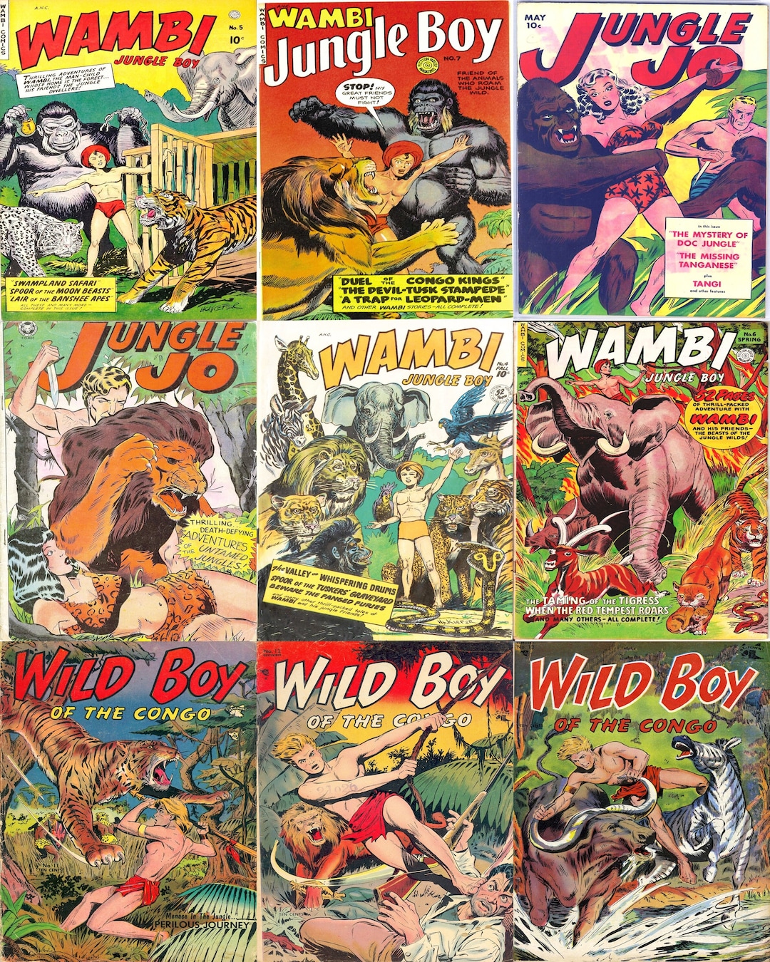 Vintage Jungle Comics: Jungle Jo, Wambi, Wild Boy of the Congo