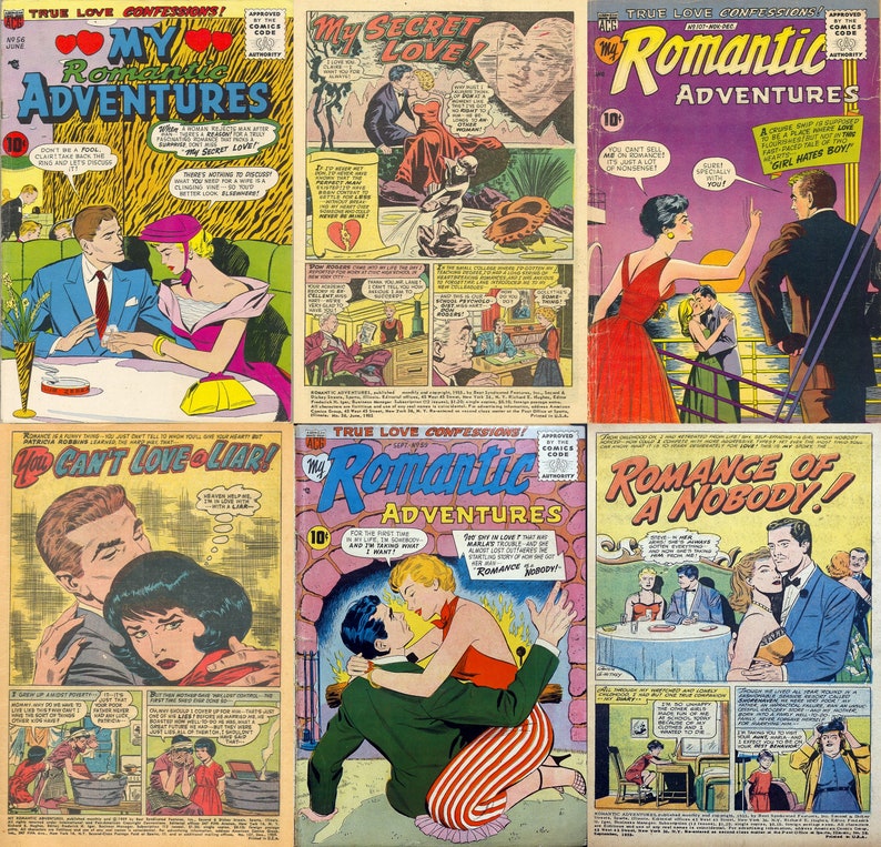 Cómics románticos antiguos: Mis aventuras románticas. 12 números, más de 400 páginas, cómics de amor antiguos de los años 50, archivos PDF aptos para PC, teléfonos y tabletas. imagen 3