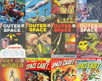 Vintage science fiction comics - Out of this world, Outer space & Tom Corbett Space Cadet. 12 issues, 400 + pages, 1950s scifi comics, pdfs