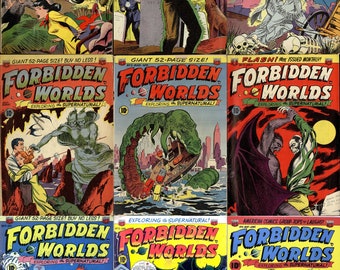 Vintage science fiction comics - Forbidden Worlds. 12 issues, Over 450 pages, 1950s vintage scifi comics, pdfs suitable for pc, phones,