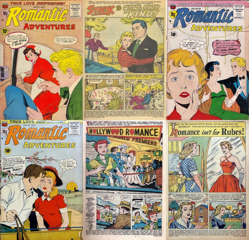 Cómics románticos antiguos: Mis aventuras románticas. 12 números, más de 400 páginas, cómics de amor antiguos de los años 50, archivos PDF aptos para PC, teléfonos y tabletas. imagen 1