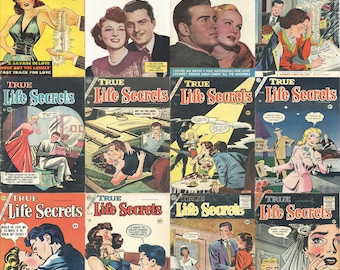 Vintage Romance comics - True Life Secrets. 12 issues, Over 400 pages, 1950s vintage love comics, pdfs suitable for pc, phones, tablets