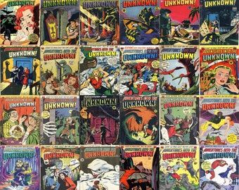 horror comics - Adventures Into The Unknown collection. 24 issues, Over 1200 pages, 1950s vintage scary comics, pdfs suitable for pc, phones