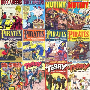 Piraten Comics - Freibeuter, Meuterei, Sohn Sindbads, Terry und die Piraten. 12 Hefte, über 500 Seiten, vintage Comics der 1950er Jahre, pdfs