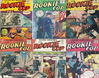 Cómics sobre crimen y justicia: colección Rookie Cop. 6 números, más de 200 páginas, cómics policiales antiguos de los años 50, archivos PDF aptos para PC, teléfonos y tabletas.