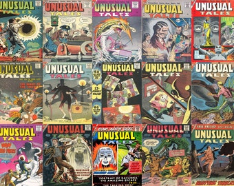 vintage horror comics - Unusual Tales. 15 issues, Over 500 pages, 1950s vintage scary comics, pdfs suitable for pc, phones, tablets