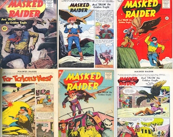 hero comics - Masked Raider collection. 6 issues, Over 200 pages, 1950s vintage superhero comics, pdfs suitable for pc, phones, tablets