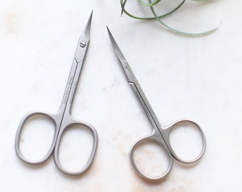 NAIL/CUTICLE SCISSORS By Modern Vibe - 2PCS Nail Care Scissor Set, Straight and Curved Blade Scissors, Made in Solingen Germany