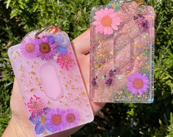 Resin card holder, ID card holder, bank card holder, foil, unique gifts, ID, gift for her, floral card holder