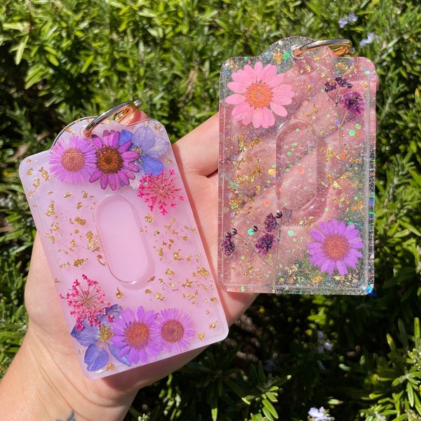 Porte-cartes en résine, porte-cartes d'identité, porte-cartes bancaires, papier d'aluminium, cadeaux uniques, carte d'identité, cadeau pour elle, porte-cartes floral