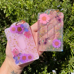 Resin card holder, ID card holder, bank card holder, foil, unique gifts, ID, gift for her, floral card holder, gift for her