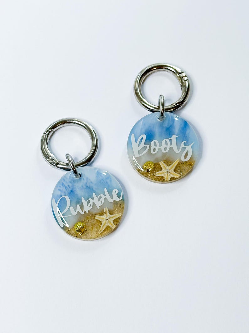 Custom Resin Dog Tag, Beach Dog Tag, Resin Dog Tag, Pet Tags image 6