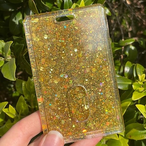 Gold glitter holder, badge holder, id holder, card holder, vertical card holder