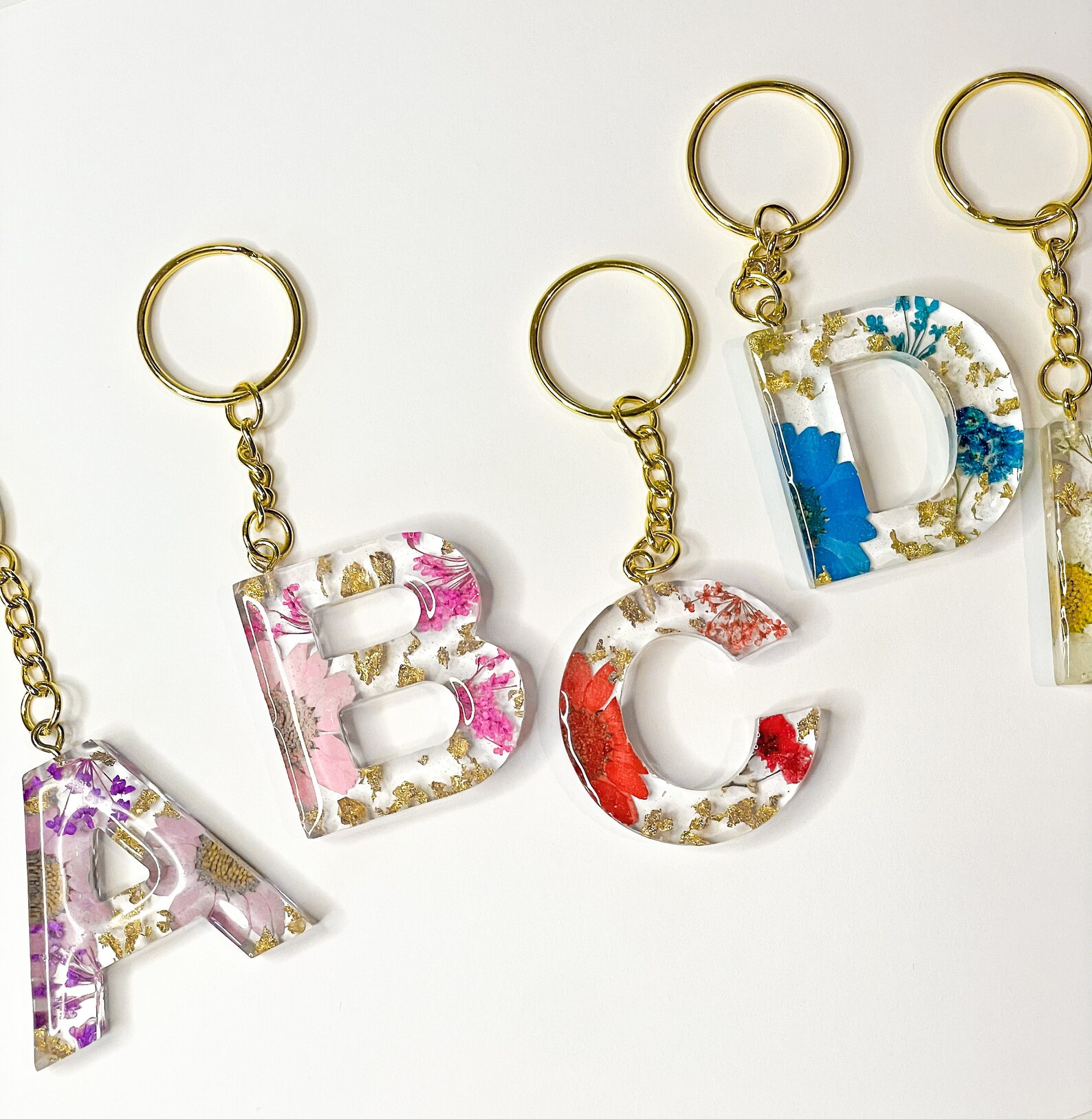 Floral Resin Key Ring Personalised Resin Key Ring Custom Etsy