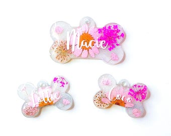 Resin Dog Tag, Floral Dog Tag, Pet ID Tag, Pretty Dog Tag, Resin Cat Tag