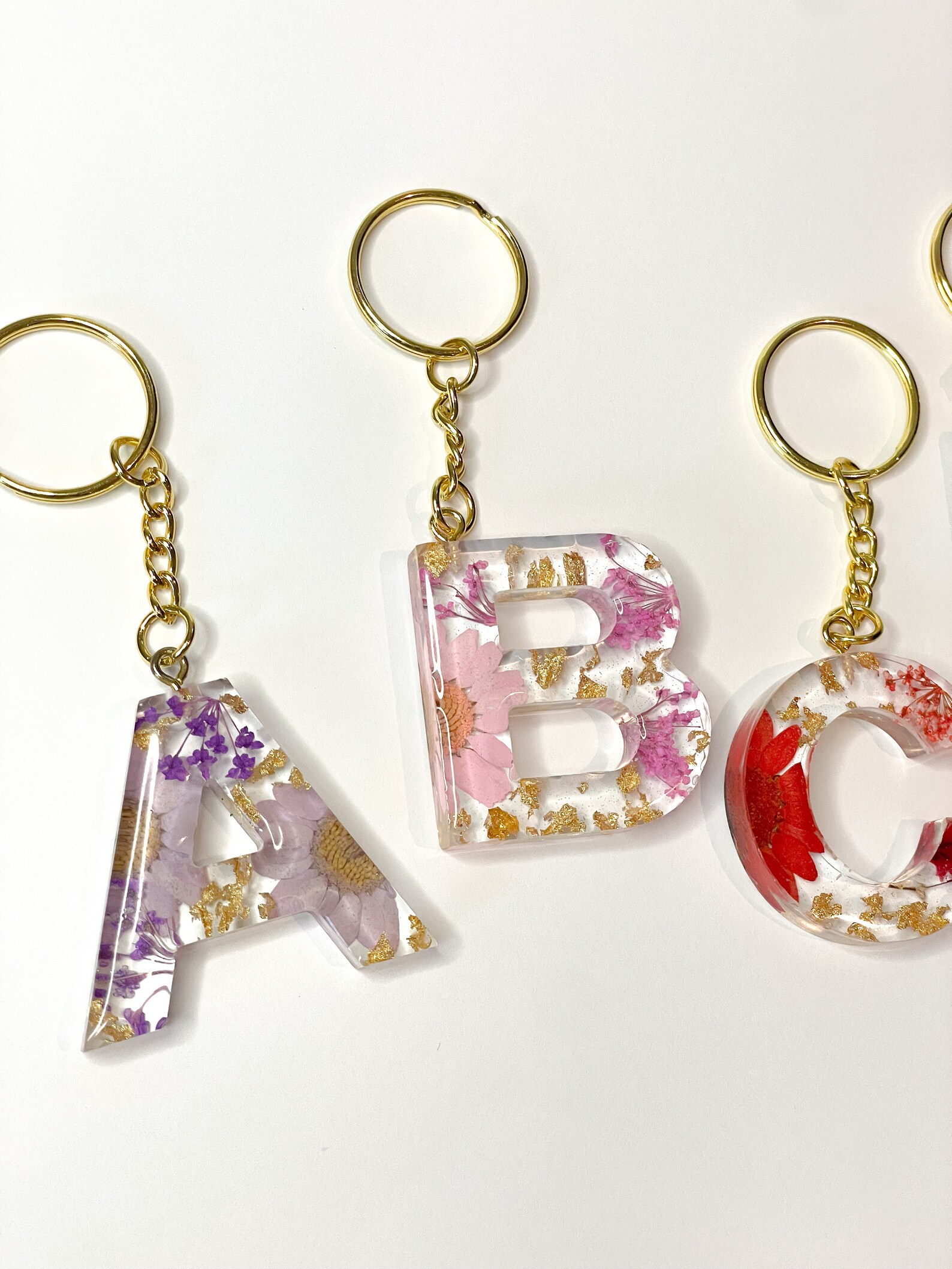 Floral Resin Key Ring Personalised Resin Key Ring Custom Etsy