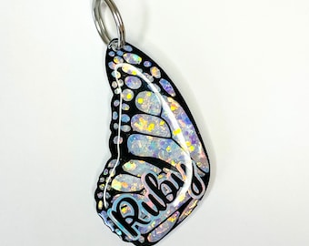 Butterfly wing resin dog tag, Resin dog tag, resin pet tags, butterfly name tag, dog tags, pet name tags