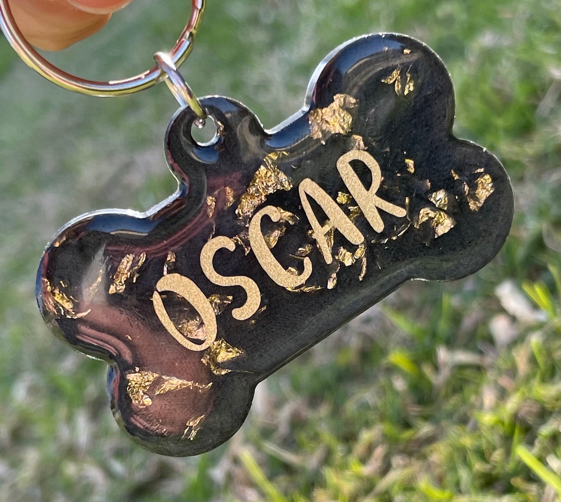 Resin Epoxy Dog Tag Cute Personalised Tag Flowers Etsy