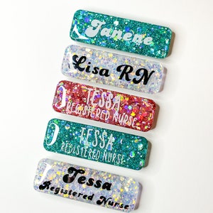 Crachá de resina, crachá, crachá de glitter, crachá, crachá de enfermeira, crachá de professora