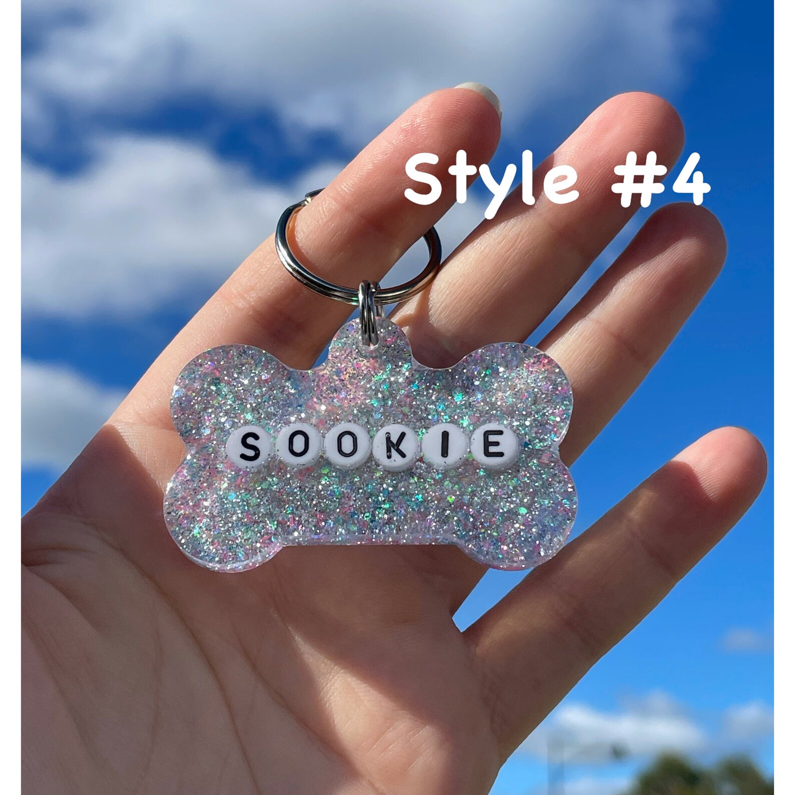 Resin Epoxy Dog Tag Cute Personalised Tag Flowers Etsy