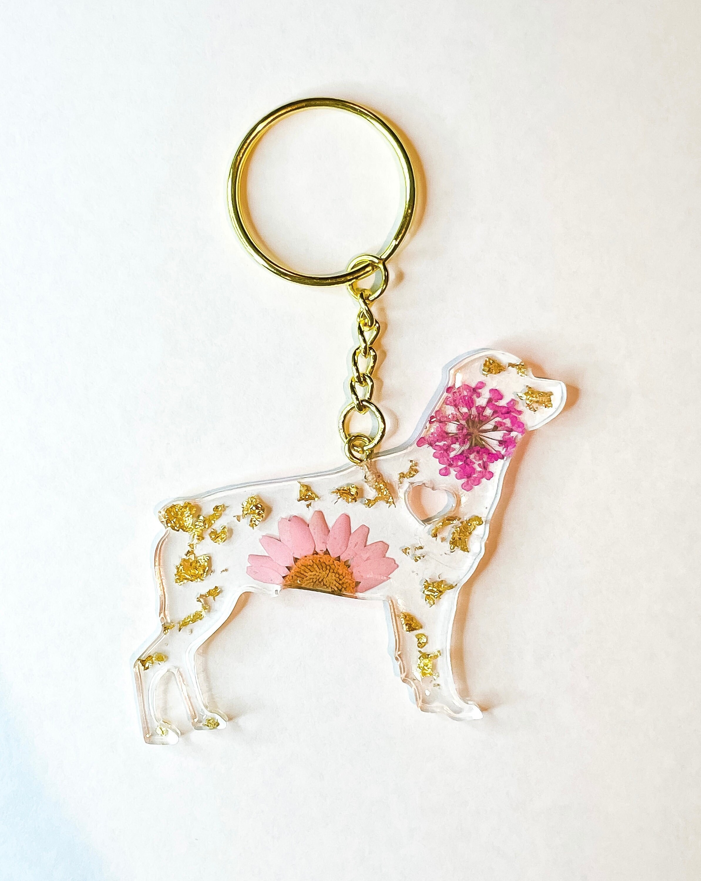 Rottweiler Key Chain Dog Key Ring Pet Key Ring Floral Key 