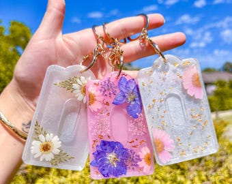 Resin Floral ID Card Holder, Badge Reel Accessory, Handmade Flower Badge