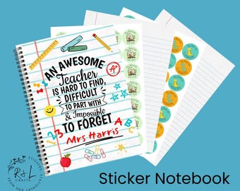 Personalized Teacher Sticker Notebook: A4, 70 Lined Pages, 5 Sticker Sheets