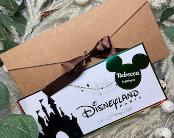 Personalized Foiled Disney Trip Ticket, Surprise Holiday Gift