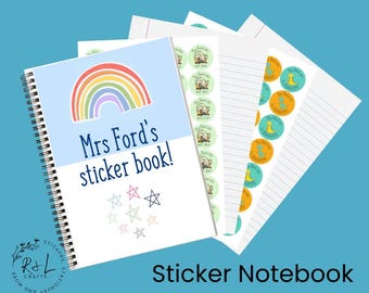 Personalized Teacher Sticker Notebook: A4, 70 Lined Pages, 5 Sticker Sheets