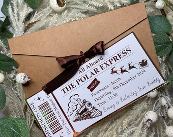 Personalized Polar Express Foiled Ticket, Christmas Gift Reveal