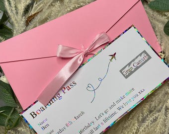 Foiled Scratch-Off Surprise Trip Boarding Pass: Custom Holiday Reveal