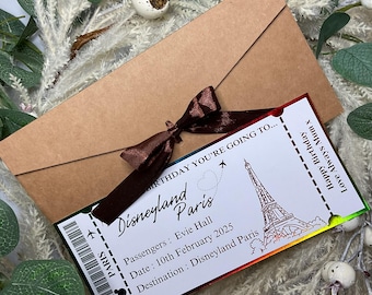 Personalized Foiled Disneyland Paris Ticket, Surprise Holiday Gift