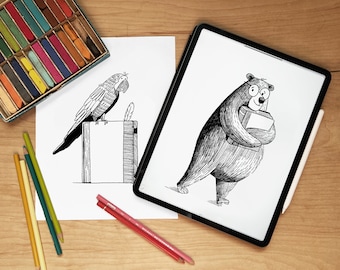 How to Treat a (Coloring) Book | 8 Instant Digital Downloads for Tablet or Print