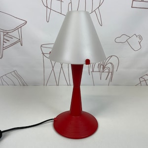Vintage Veneta Lumi Z2000 series Lulu table lamp.  modern red and white table lamp, Italian design table lamp, 90's italian design