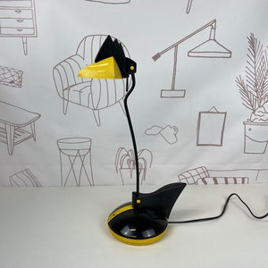 Vintage table lamp from Brilliant in Memphis style, beautiful table lamp space age style 90s, retro table lamp black yellow