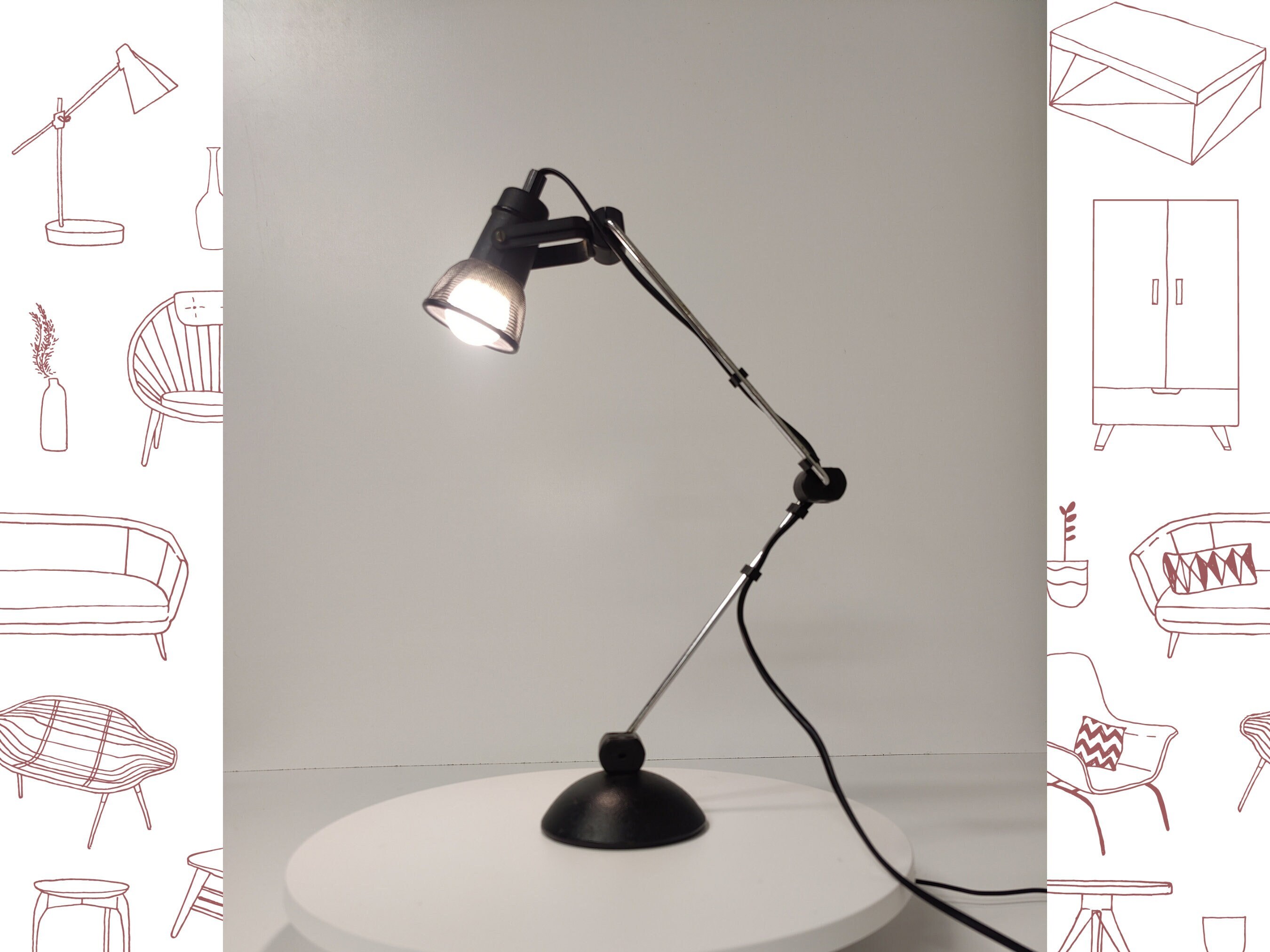 Vintage 1980s Lumess - modern style lumess lamp - lumess night lamp - postmodern lumess table lamp - black table lamp - gift ideas