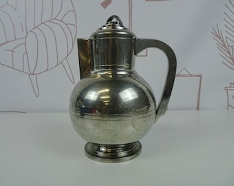 Cafetera Art Déco vintage plateada, tetera de los años 30