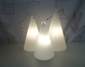 Great set of 3 vintage table lamps by SCE France 70s model TeePee, 3 different sizes of vintage conical lamps, glass table lamps