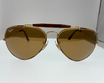Gafas de sol Ray-Ban Outdoorsman vintage / Arista Tortoise doradas con lentes ámbar B&L