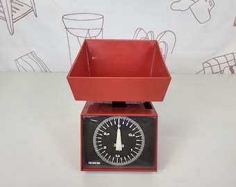 Vintage Red Kitchen Scale, EKS Sweden, 70s Decor