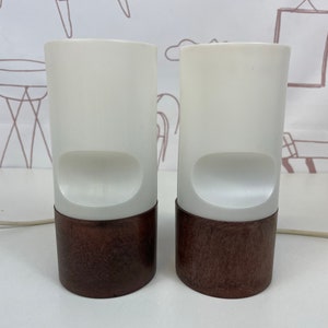 Set of 2 vintage plastic bedside lamps by targetti sankey, vintage design nightstand lamp, space age design tablelamp, Italy 1980s